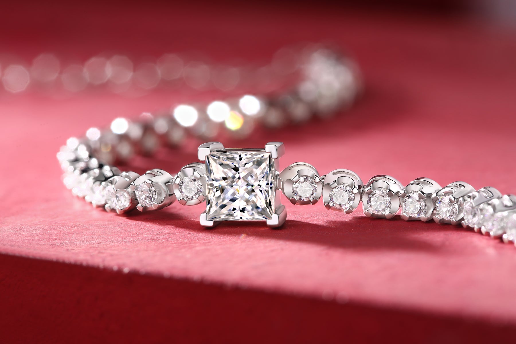 Luxury Moissanite Square Diamond Silver Bracelet
