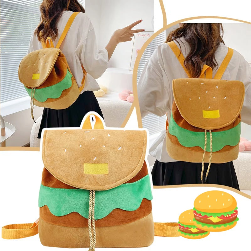 Cute Hamburger Plush Backpack