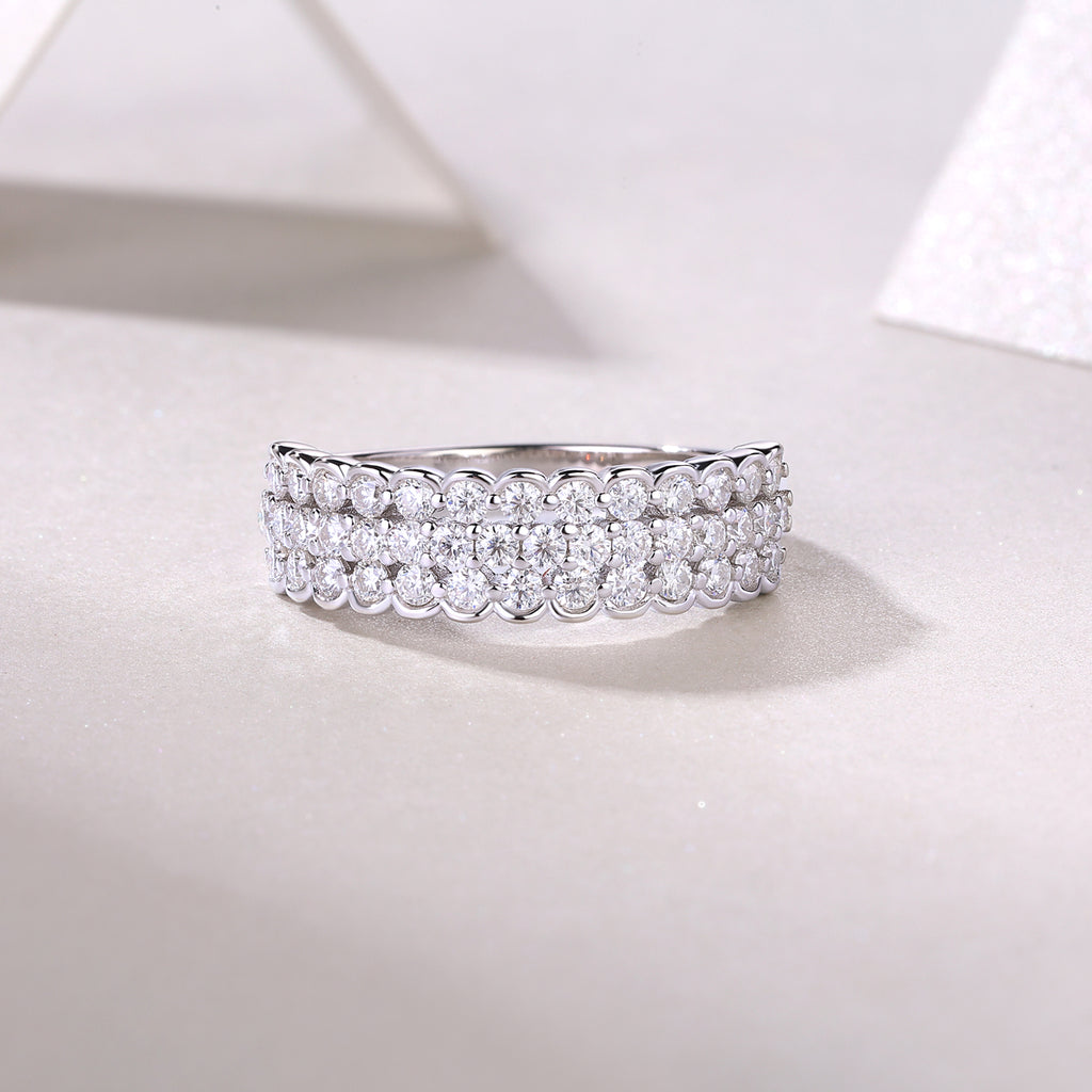 Multi-Row Moissanite Eternity Ring – S925 Sterling Silver