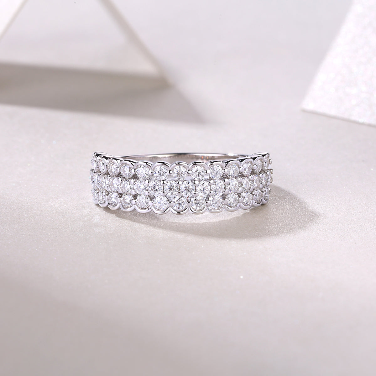 Multi-Row Moissanite Eternity Ring – S925 Sterling Silver