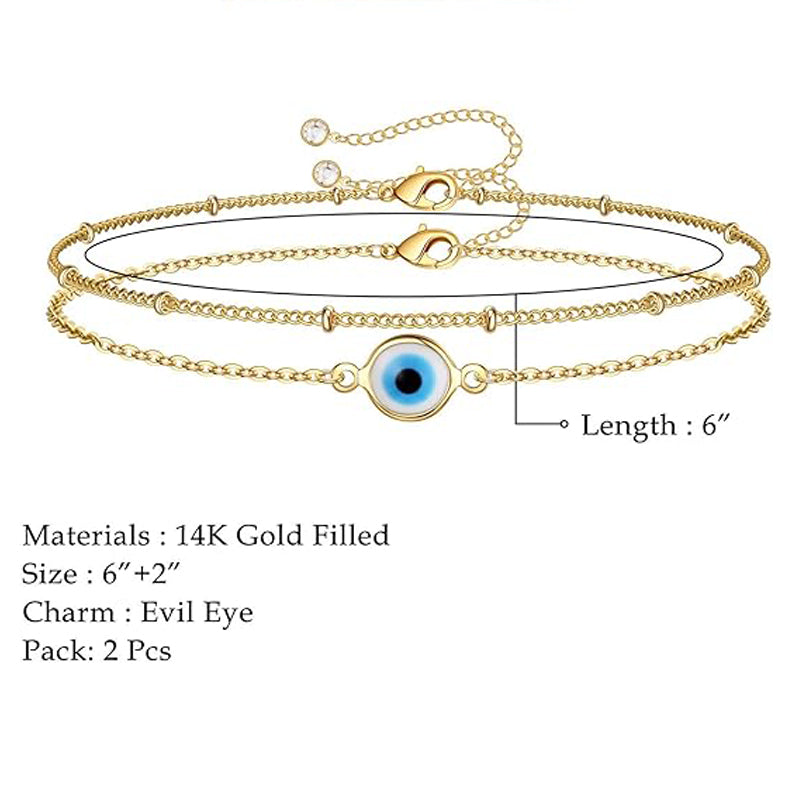 Dainty 14K Gold Plated Layered Beads & Oval Chain Bracelet
