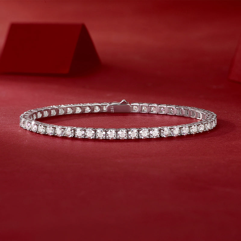 Unique Moissanite Tennis Bracelet — S925 Sterling Silver, Silver & Gold, 0.1ct