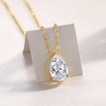 Pear-Shaped Moissanite Pendant Necklace – S925 Sterling Silver with Gold Plating