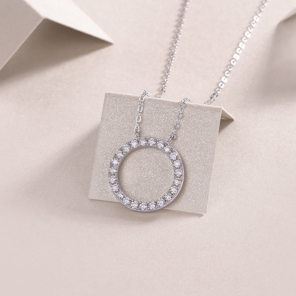 Moissanite Necklace - S925 Sterling Silver Platinum-Plated with Chain