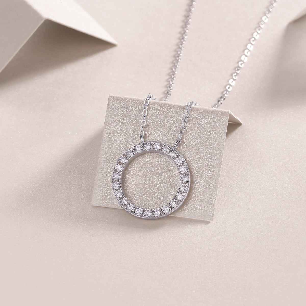 Moissanite Necklace - S925 Sterling Silver Platinum-Plated with Chain
