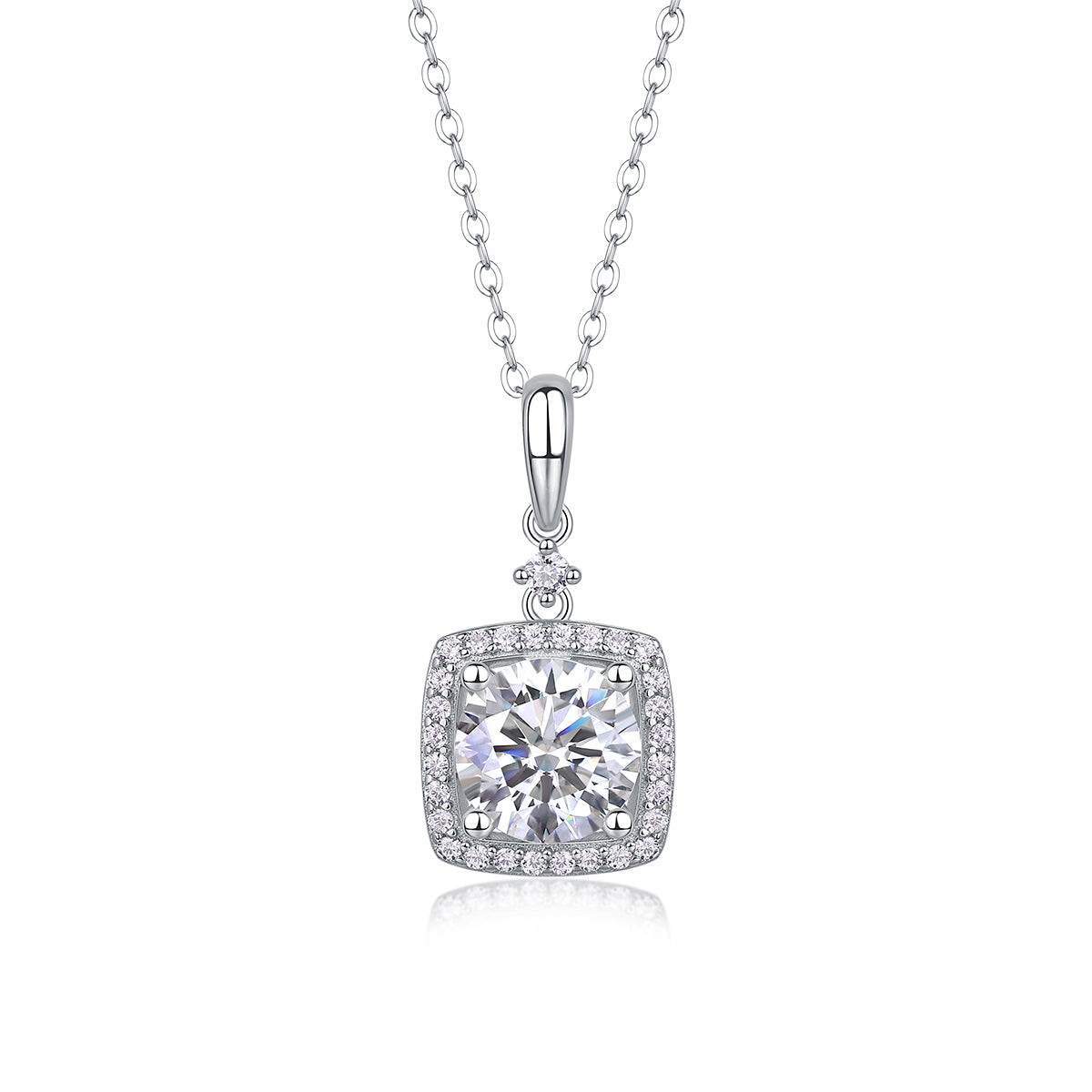 2 Carat Moissanite Necklace - S925 Sterling Silver Platinum-Plated with Chain
