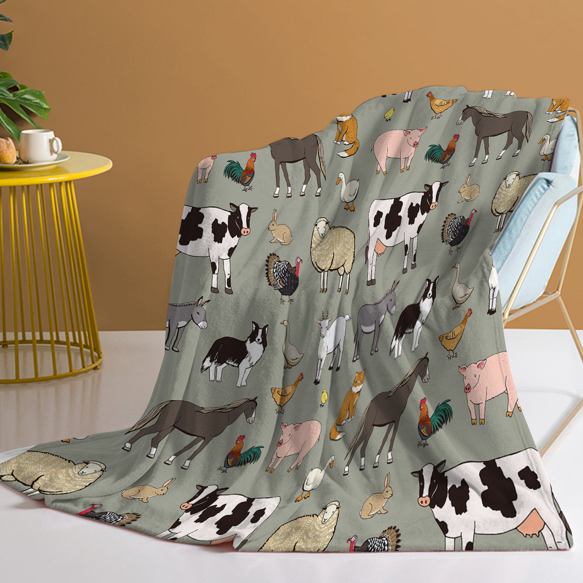 Farm Animal Fleece Throw Blanket - Soft Flannel Blanket