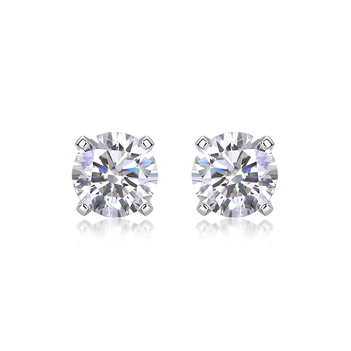 Rhymes Moissanite Stud Earrings — 1ct, S925 Sterling Silver, Platinum-Plated