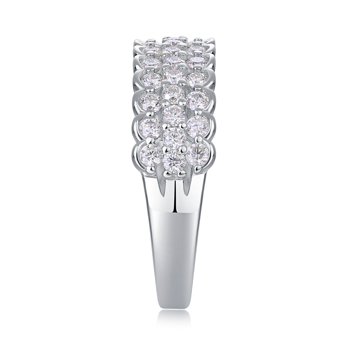 Multi-Row Moissanite Eternity Ring – S925 Sterling Silver