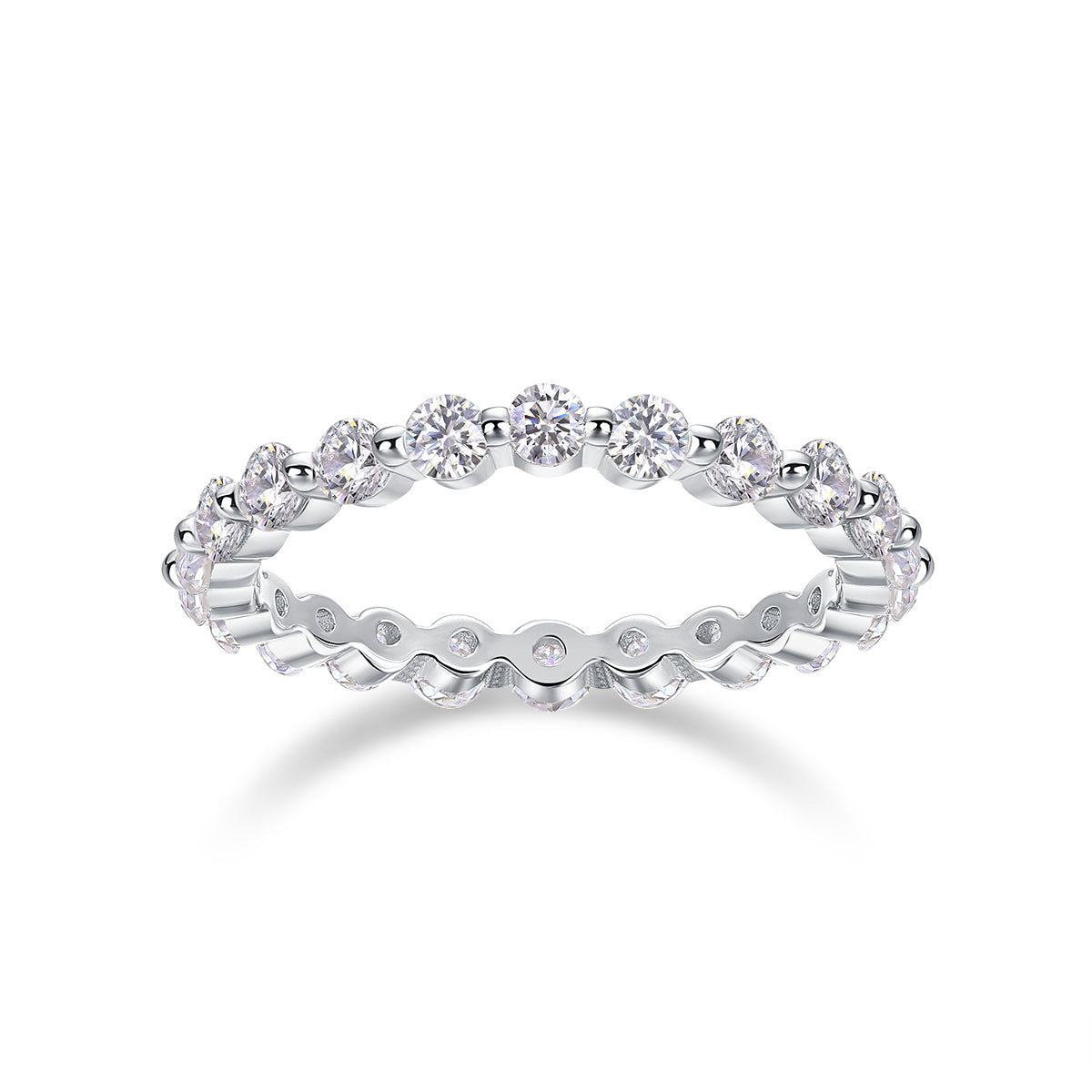 Single Row Moissanite Band Ring in S925 Sterling Silver