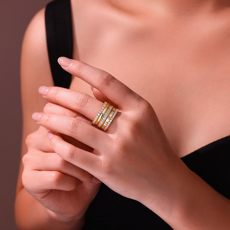 Moissanite Ring Set - 5 Piece Gold-Plated Sterling Silver Collection