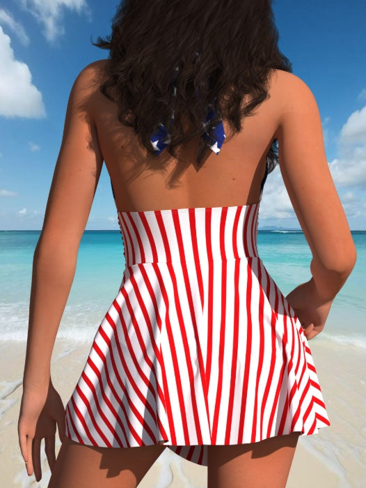 Women's Stars & Stripes One-Piece Swimsuit - Patriotic Flag Print