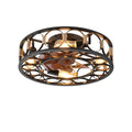 Farmhouse Cage Ceiling Fan with LED Light & Remote - Low Profile