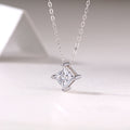 Square Moissanite Sterling Silver Pendant Necklace