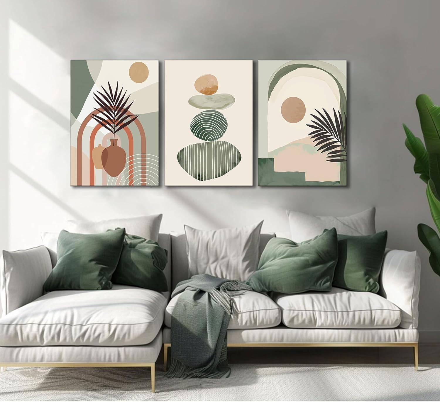 3-Piece Boho Canvas Wall Art Set - Framed & Ready to Hang (12" x 16")