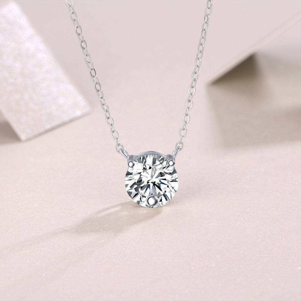 2-Carat Moissanite Pendant – S925 Sterling Silver with Platinum Plating