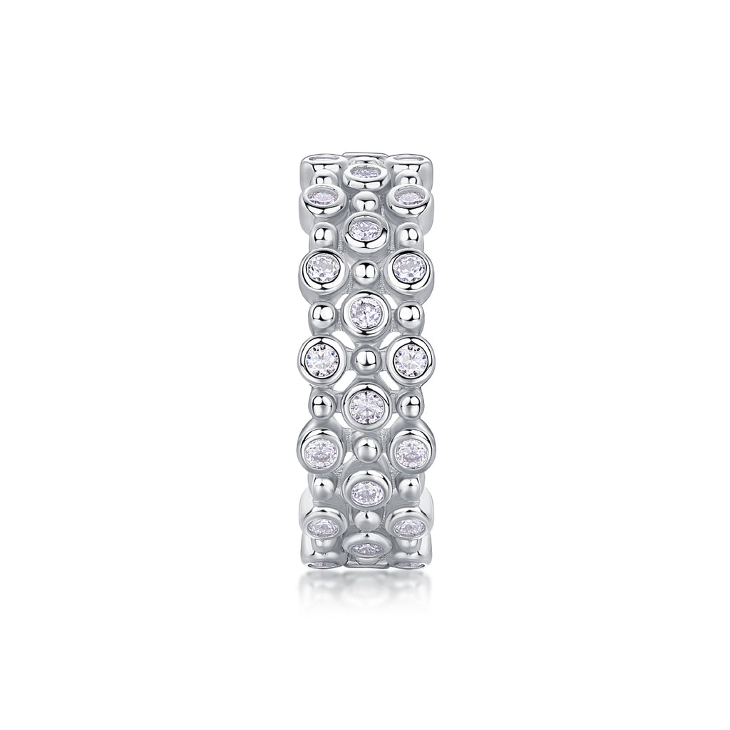 Multi-Row Pavé Moissanite Band Ring in S925 Sterling Silver