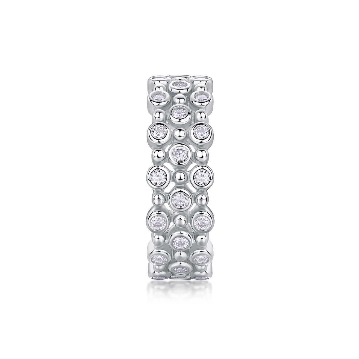 Multi-Row Pavé Moissanite Band Ring in S925 Sterling Silver