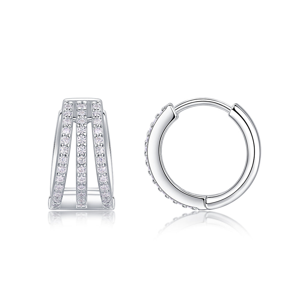 Inlaid Moissanite Sterling Silver Stud Earrings