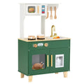Kids Play Kitchen Set with Realistic Faucet & Ice Dispenser - Green Pretend Cooking Playset