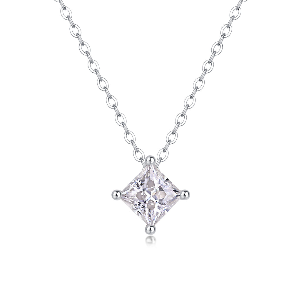 Square Moissanite Pendant Necklace - S925 Sterling Silver