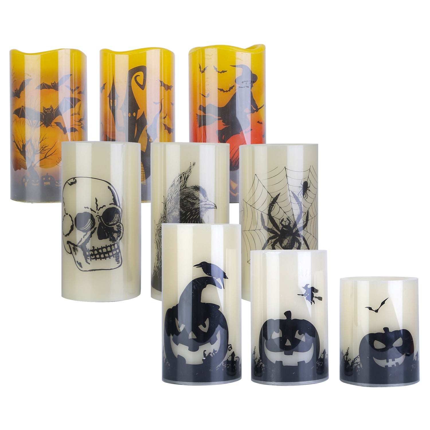 3-Pack Halloween Flameless LED Candles with Timer - Battery Operated
