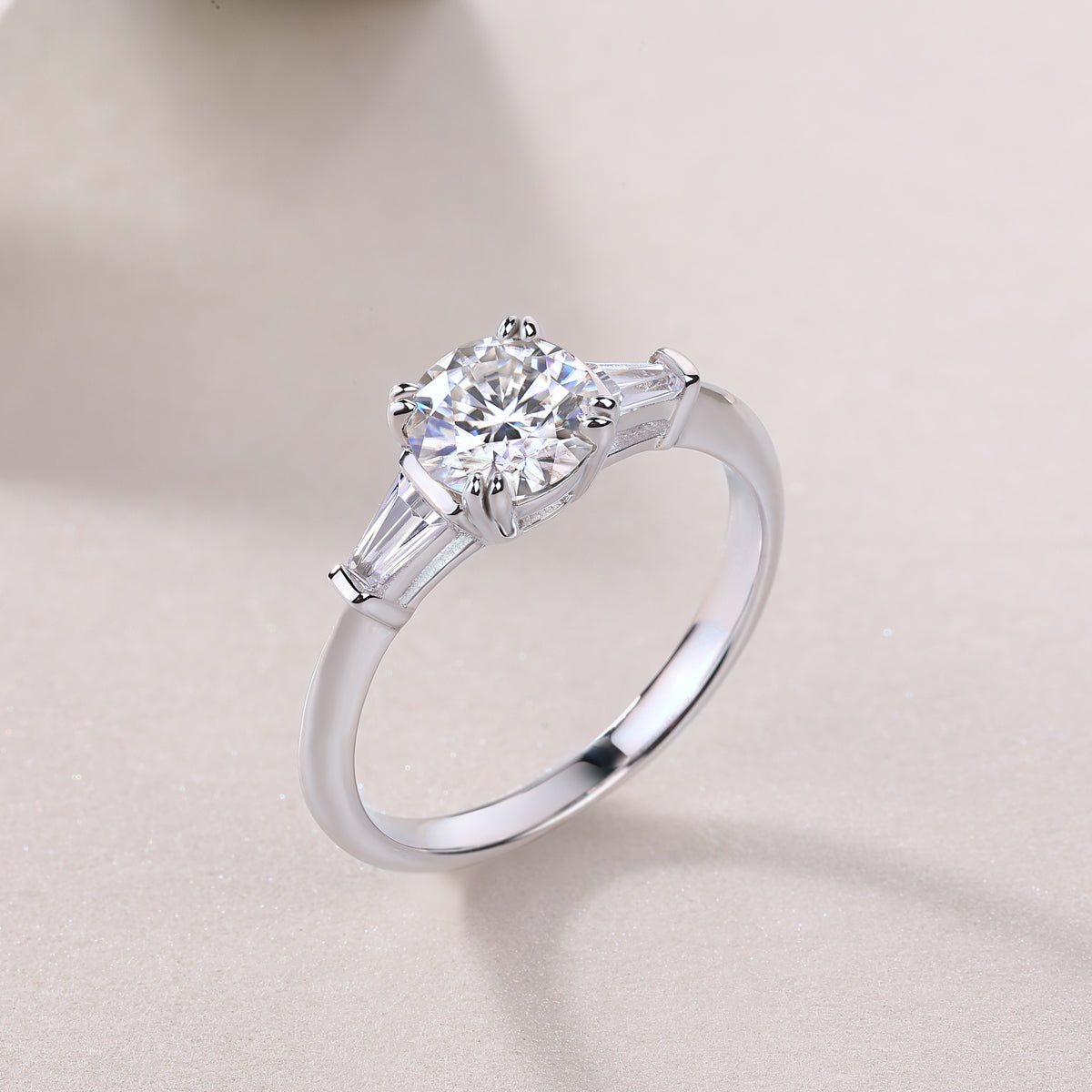 1 Carat Moissanite Sterling Silver Solitaire Ring