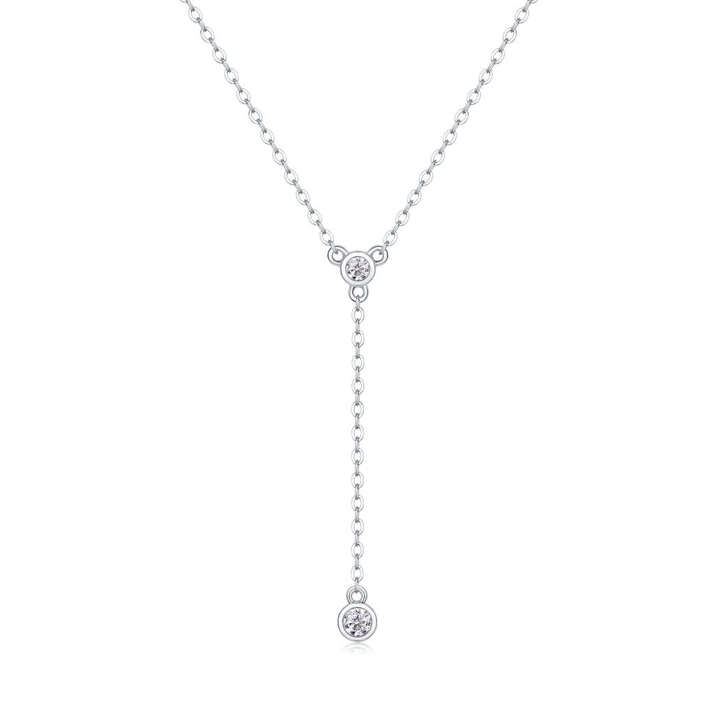 Moissanite Tassel Pendant Necklace - S925 Sterling Silver