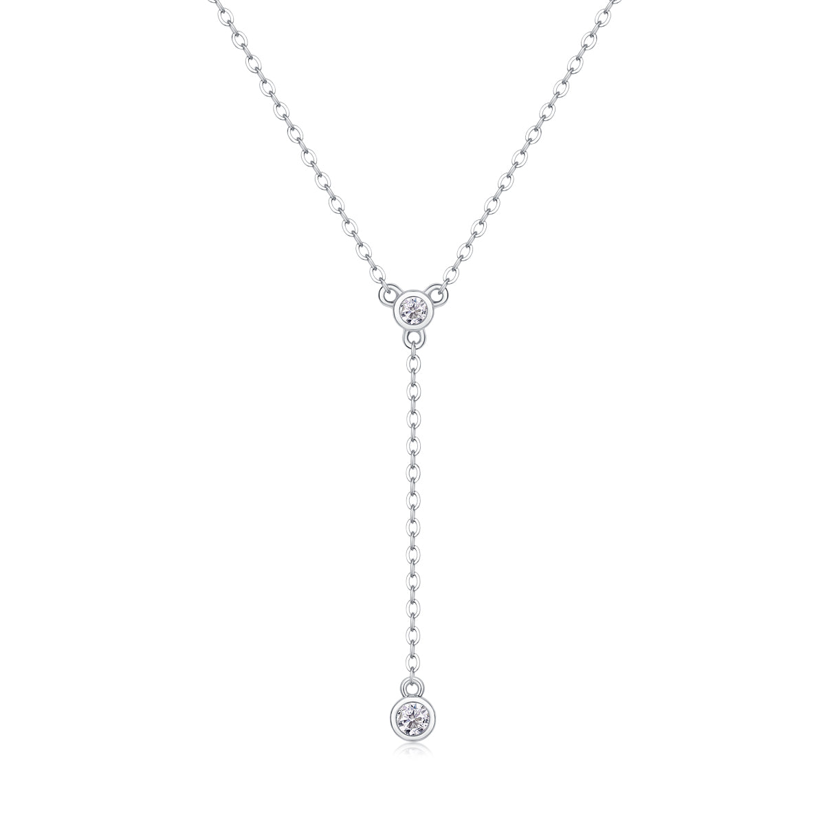 Moissanite Tassel Pendant Necklace - S925 Sterling Silver