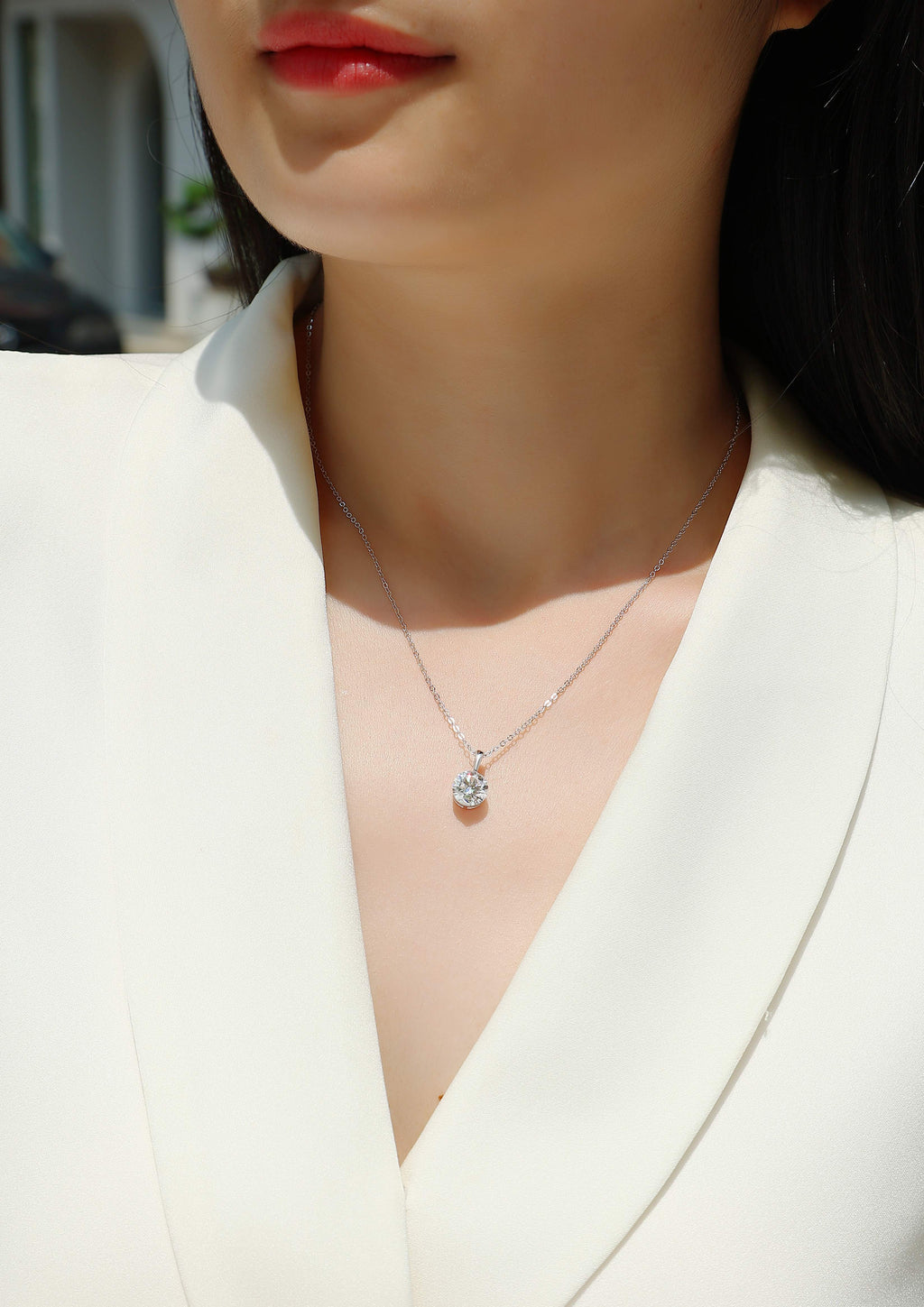 Stellar Moissanite Pendant Necklace – 2-Carat S925 Sterling Silver, Platinum-Plated