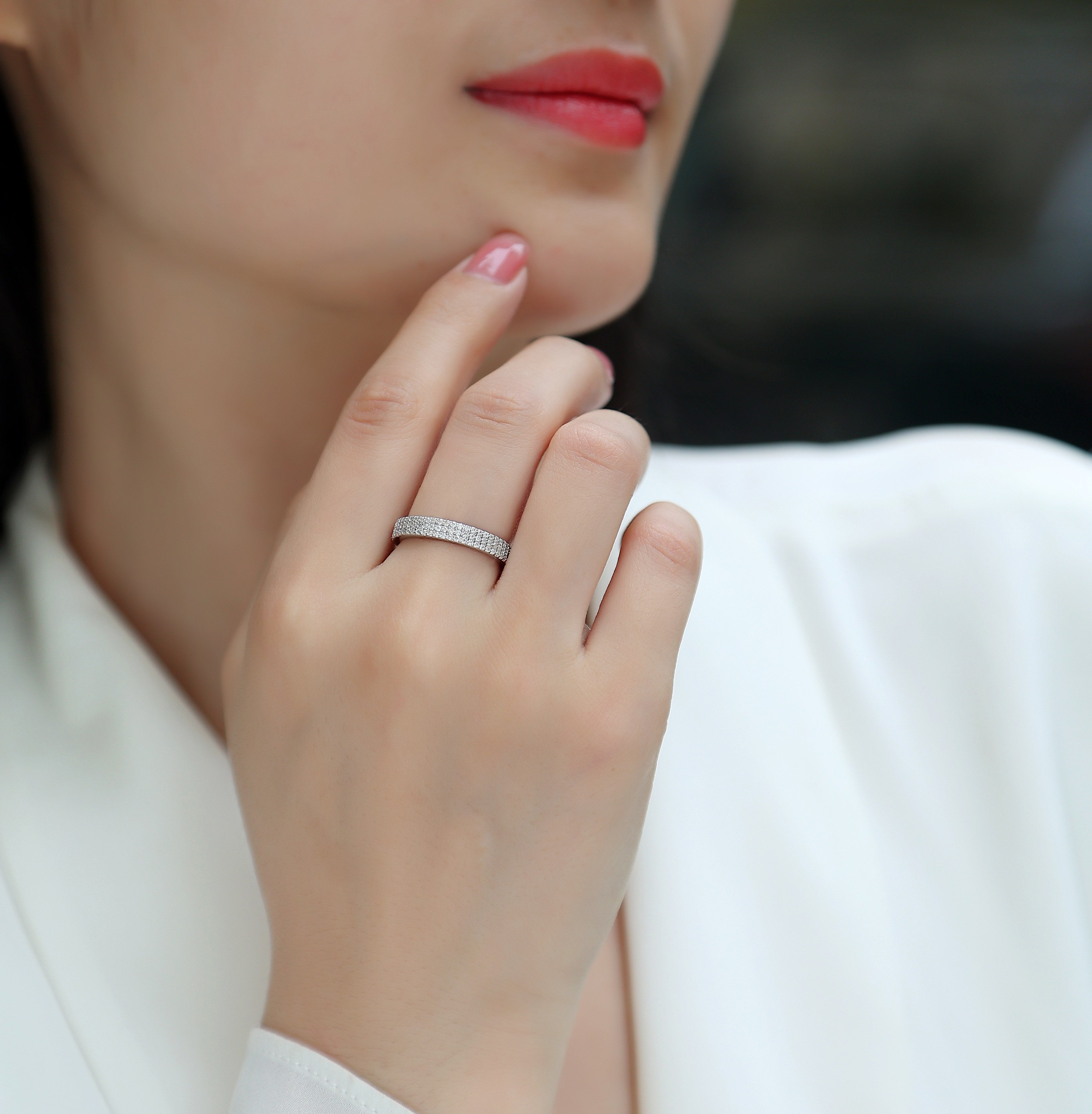 Moissanite Platinum-Plated Ring – S925 Sterling Silver