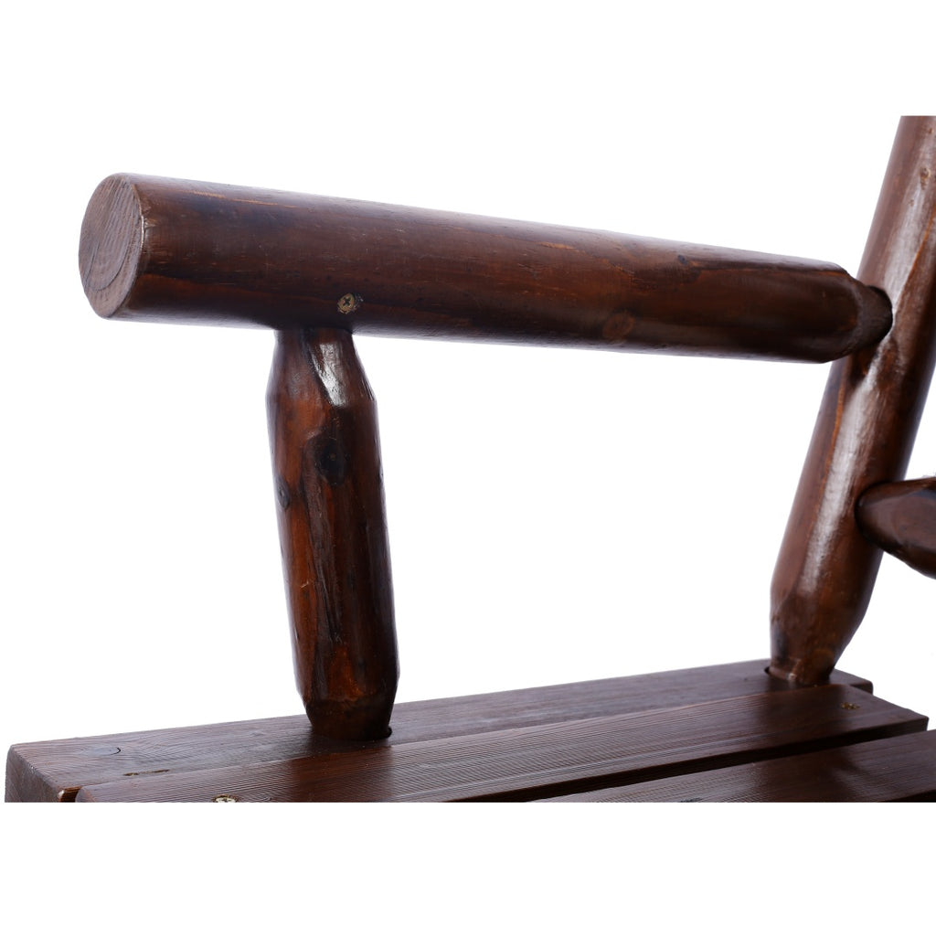 Outdoor Wood Rocking Bench for 2 - Rustic Brown Porch Rocker