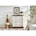 Farmhouse 5-Drawer Dresser - Rustic Walnut Chest with Wooden Base & Antique Pulls