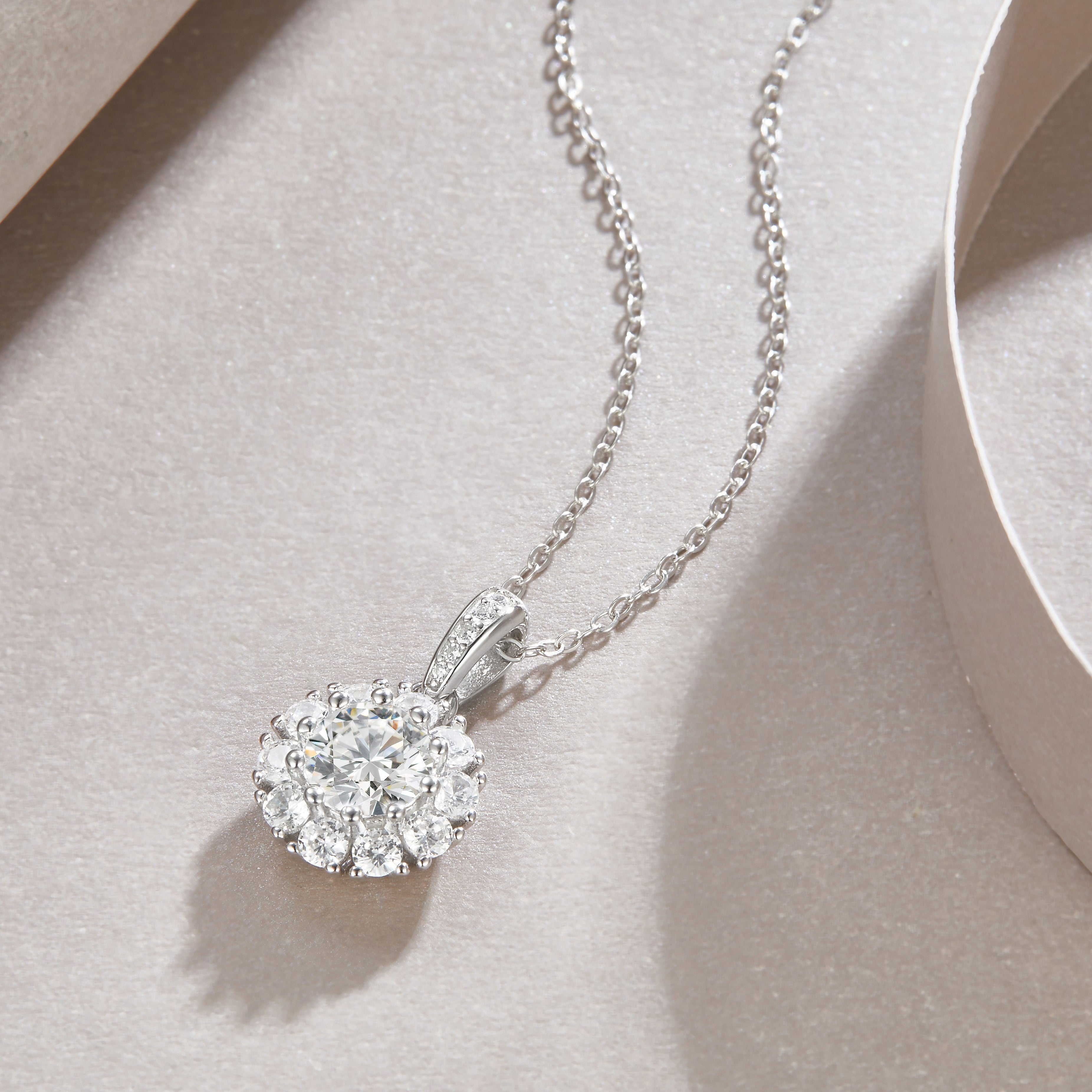 1 Carat Moissanite Necklace - S925 Sterling Silver Platinum-Plated with Chain