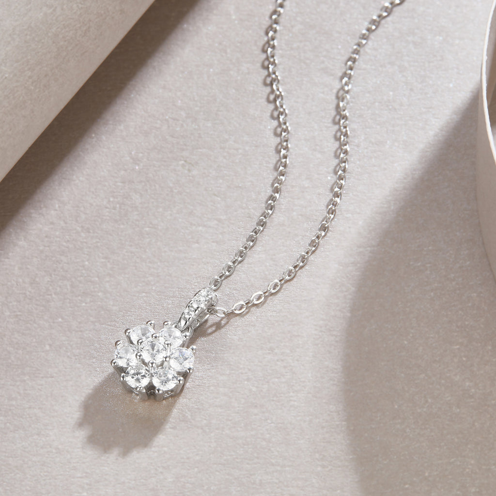 Snowflake Dance Moissanite Pendant Necklace - S925 Sterling Silver with Platinum Plating