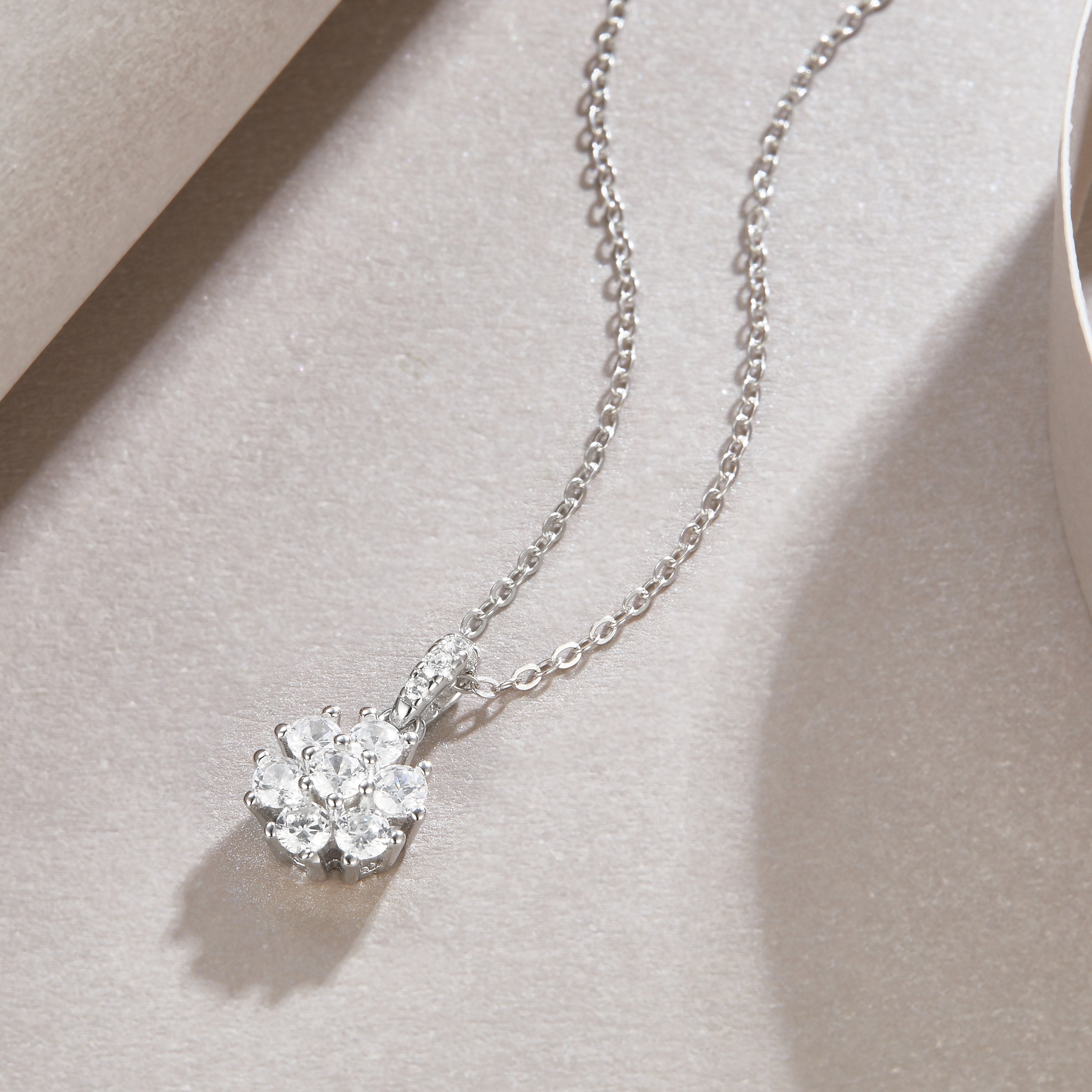 Snowflake Dance Moissanite Pendant Necklace - S925 Sterling Silver with Platinum Plating