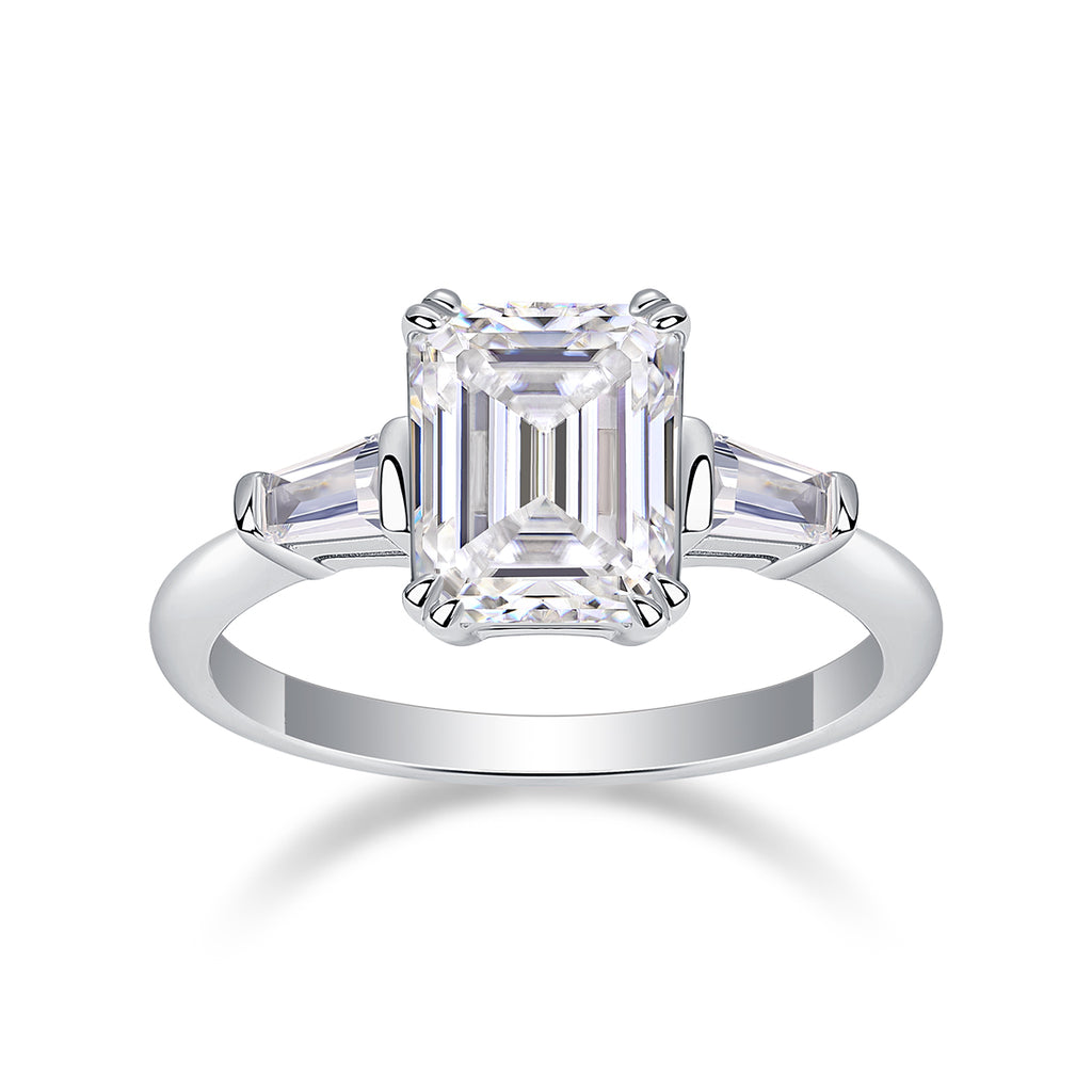 Octagonal Moissanite Ring - S925 Sterling Silver Platinum-Plated