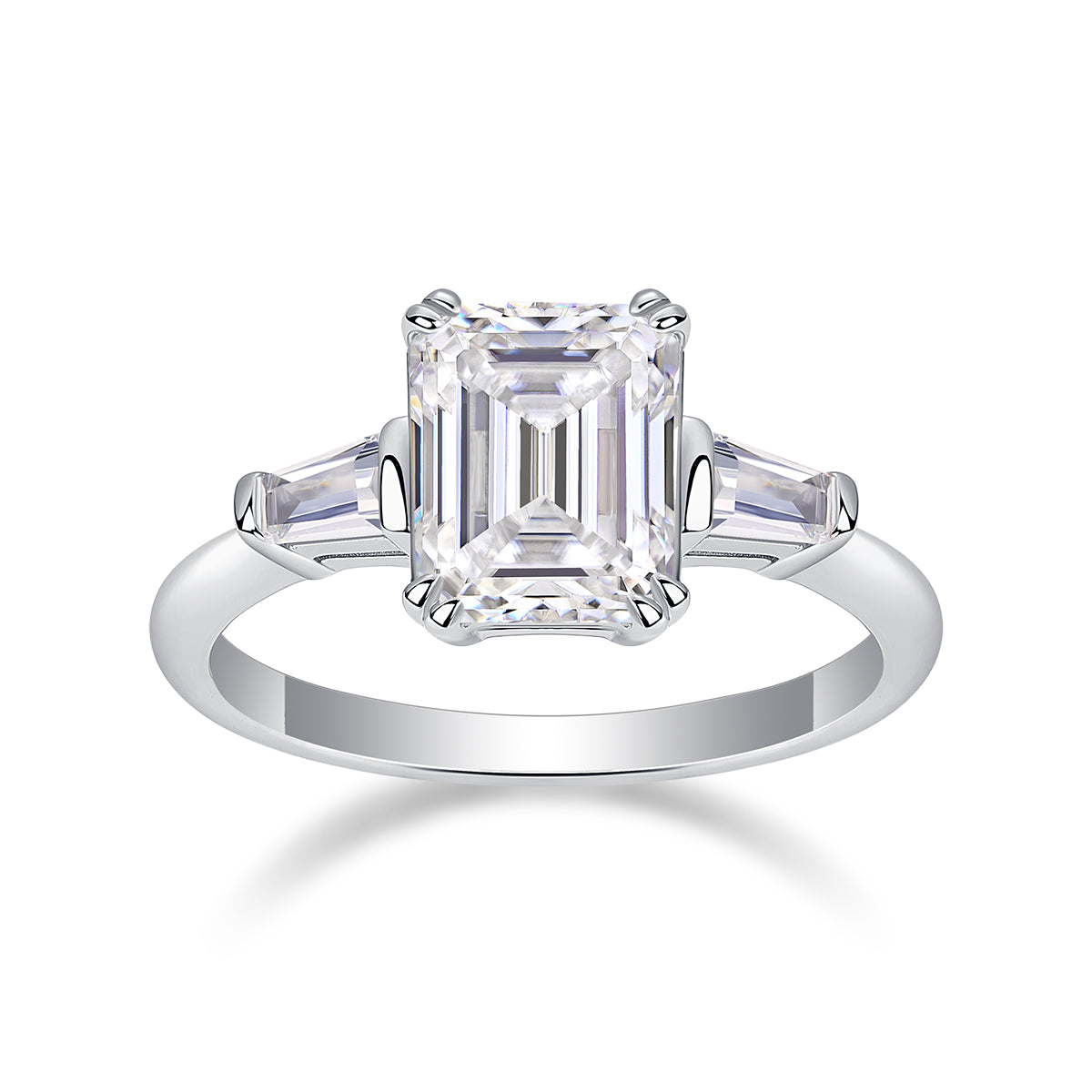 Octagonal Moissanite Ring - S925 Sterling Silver Platinum-Plated