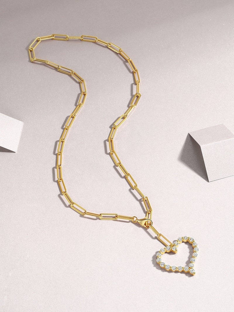 Heart Wish Moissanite Necklace - S925 Sterling Silver Gold Plated