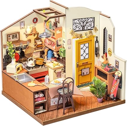 Happy Kitchen Miniature Dollhouse with LED Light