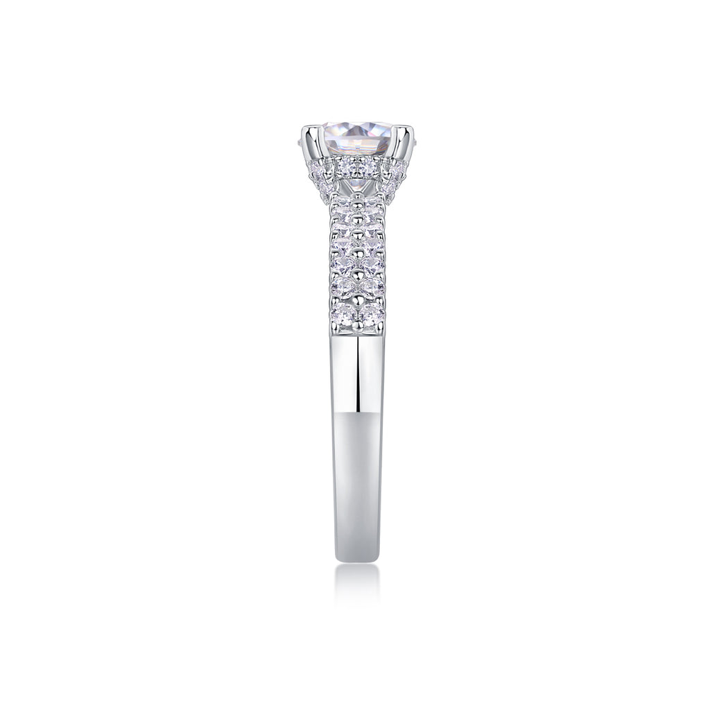 Arrange Moissanite Solitaire Ring — 1ct, S925 Sterling Silver, Platinum-Plated