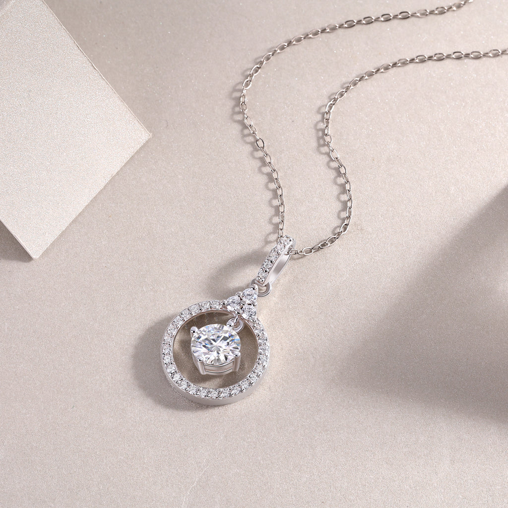 1 Carat Moissanite Necklace - S925 Sterling Silver Platinum-Plated with Chain