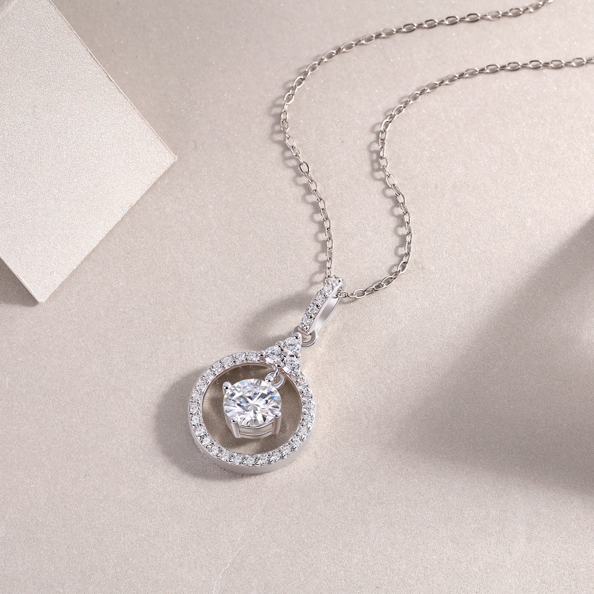 1 Carat Moissanite Necklace - S925 Sterling Silver Platinum-Plated with Chain