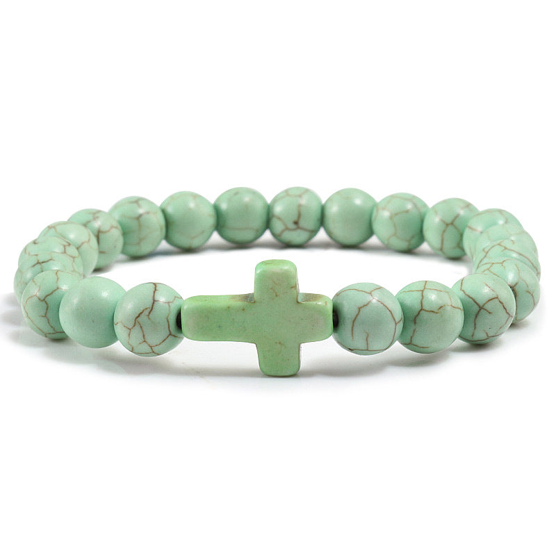 Turquoise Cross Bracelet - Various Colors Available