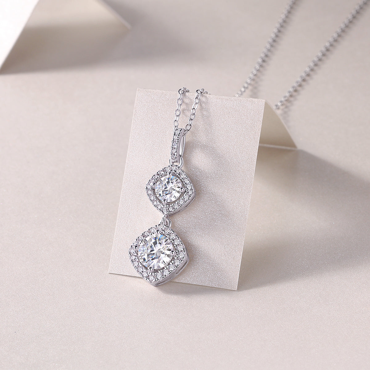 1 Carat Moissanite Necklace - S925 Sterling Silver Platinum-Plated with Chain