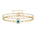 Dainty 14K Gold Plated Layered Beads & Oval Chain Bracelet