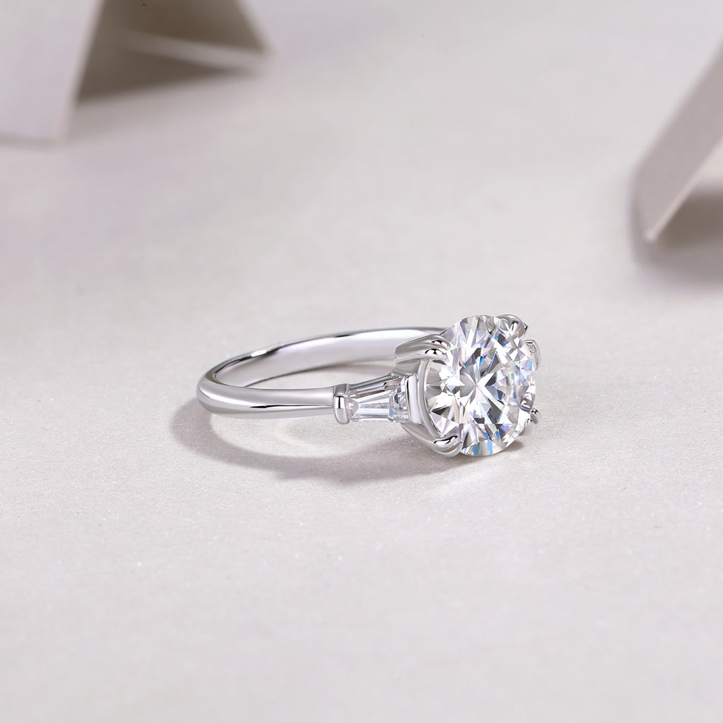 Shining Step by Step 3-Carat Moissanite Ring – S925 Sterling Silver with Platinum Plating
