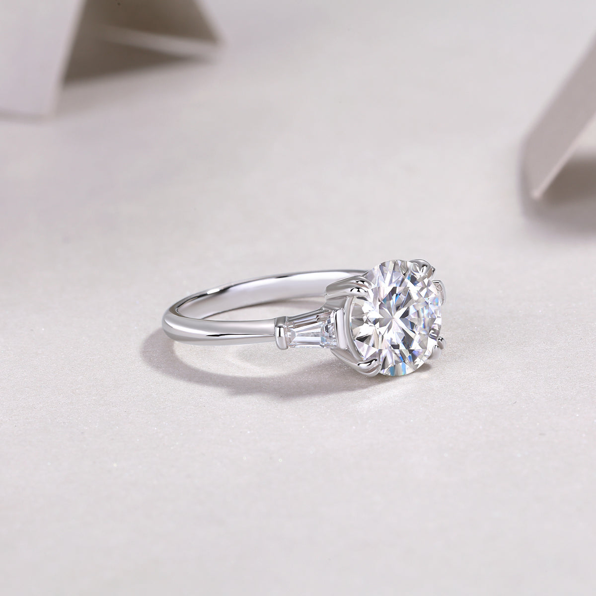 Shining Step by Step 3-Carat Moissanite Ring – S925 Sterling Silver with Platinum Plating