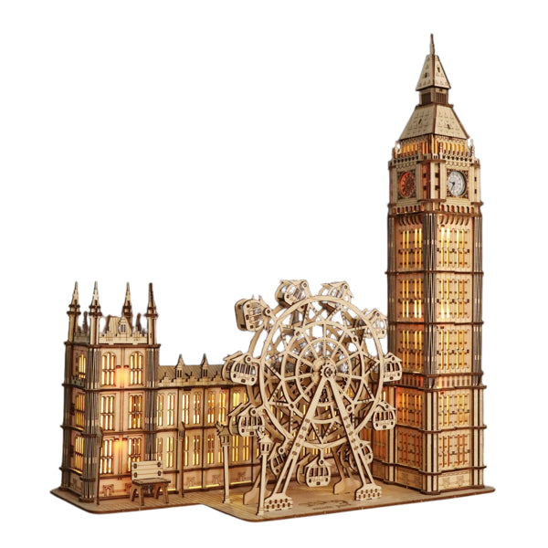 3D Wooden Big Ben Puzzle Kit with Working Desktop Clock