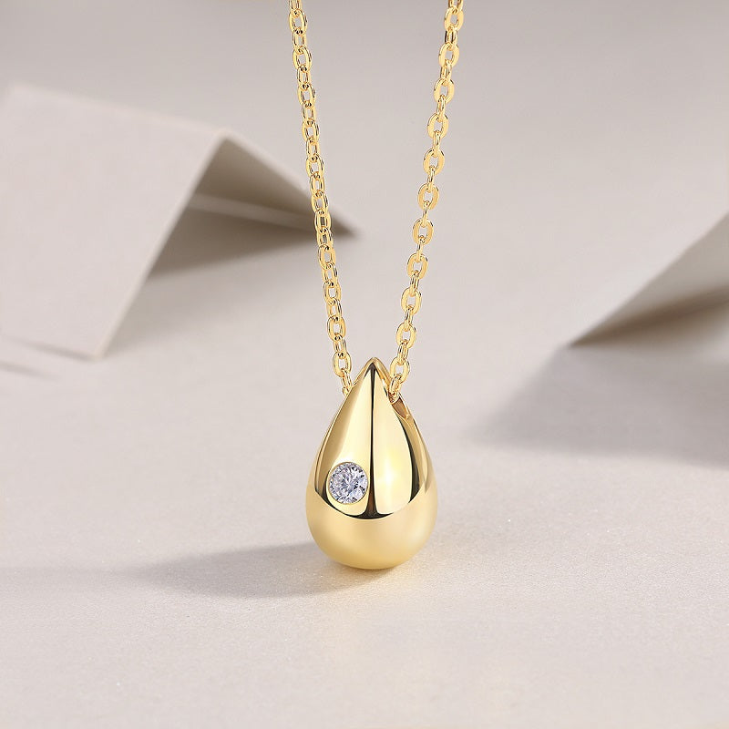 Moissanite Water Drop Gold Plated Necklace